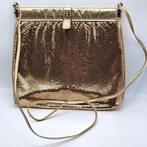 VINTAGE OROTON Gold Metal Mesh Crossbody Shoulder Bag West Germany 1970s